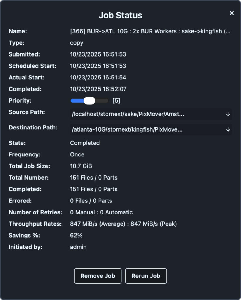 screenshot job status